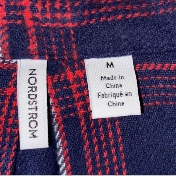 Nordstrom Cotton Plaid Red & Blue Button Down Shirt(Size Medium) - Picture 4 of 5